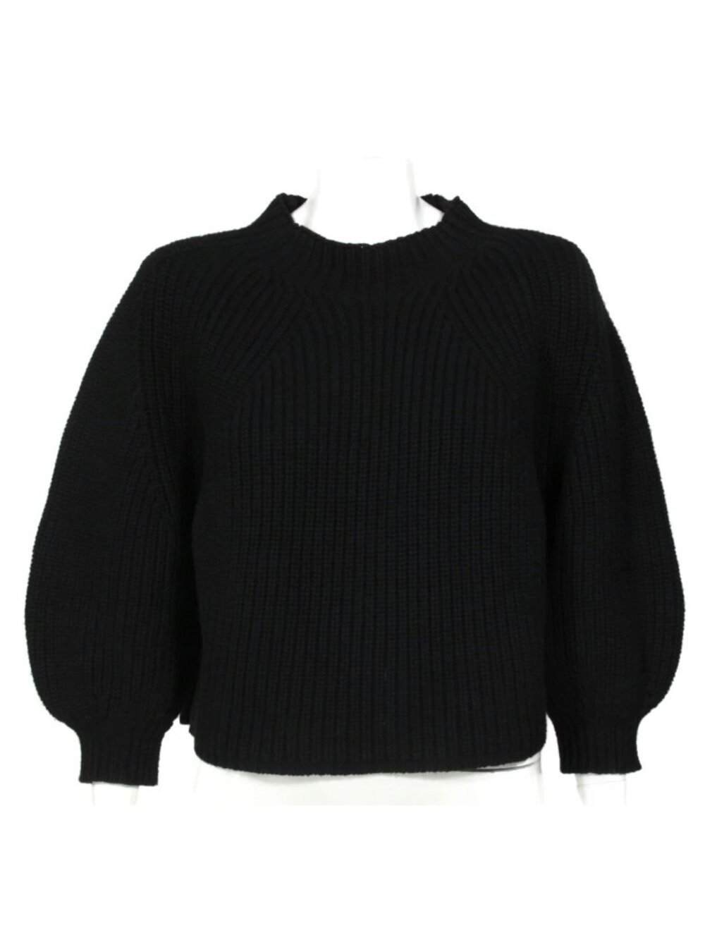 APIECE APART Black Ribbed Eco Nueva Merel Puff Sleeve Cropped Sweater sz S /120